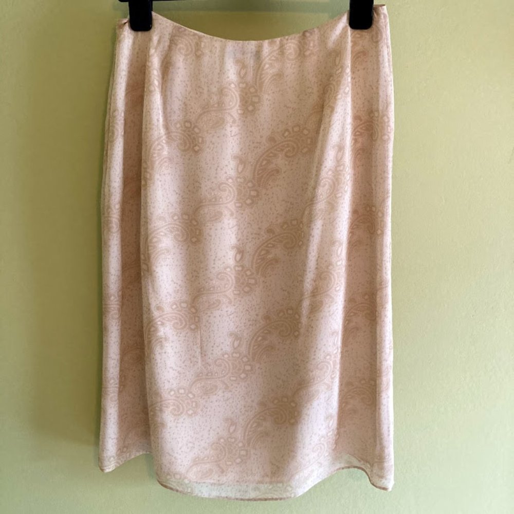 Beige Patterned Silk Skirt - Banana Republic